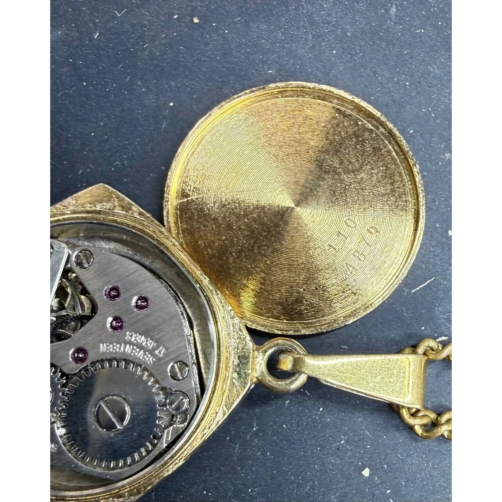 Vintage Jaquet-Droz Swiss 17 Jewel Mechanical Pendant Watch Necklace As Is